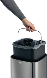 DURABLE Abfallsammler NO TOUCH 12L – Sensor-Tretabfallsammler Edelstahl metallic silber