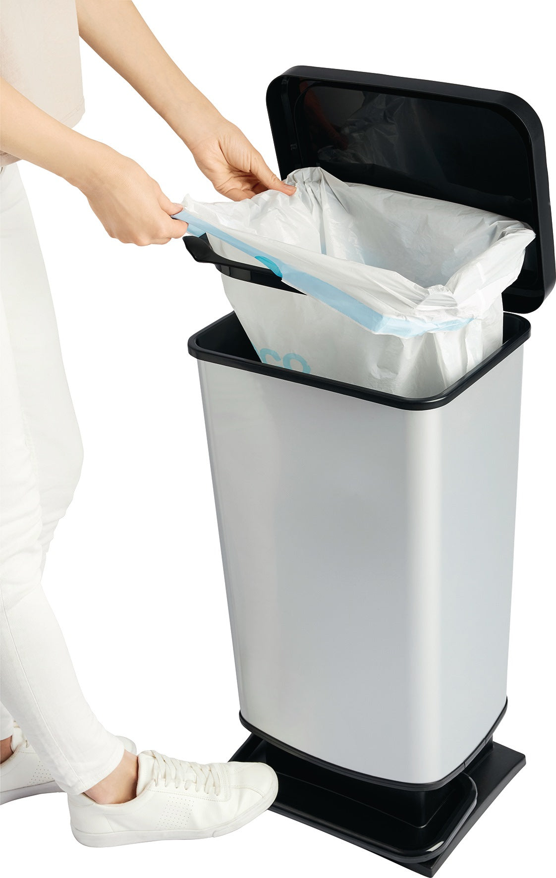 ROTHO Tretabfallsammler PASO 20l – Metallik-Look mit Dämpfer & Gummifüßen
