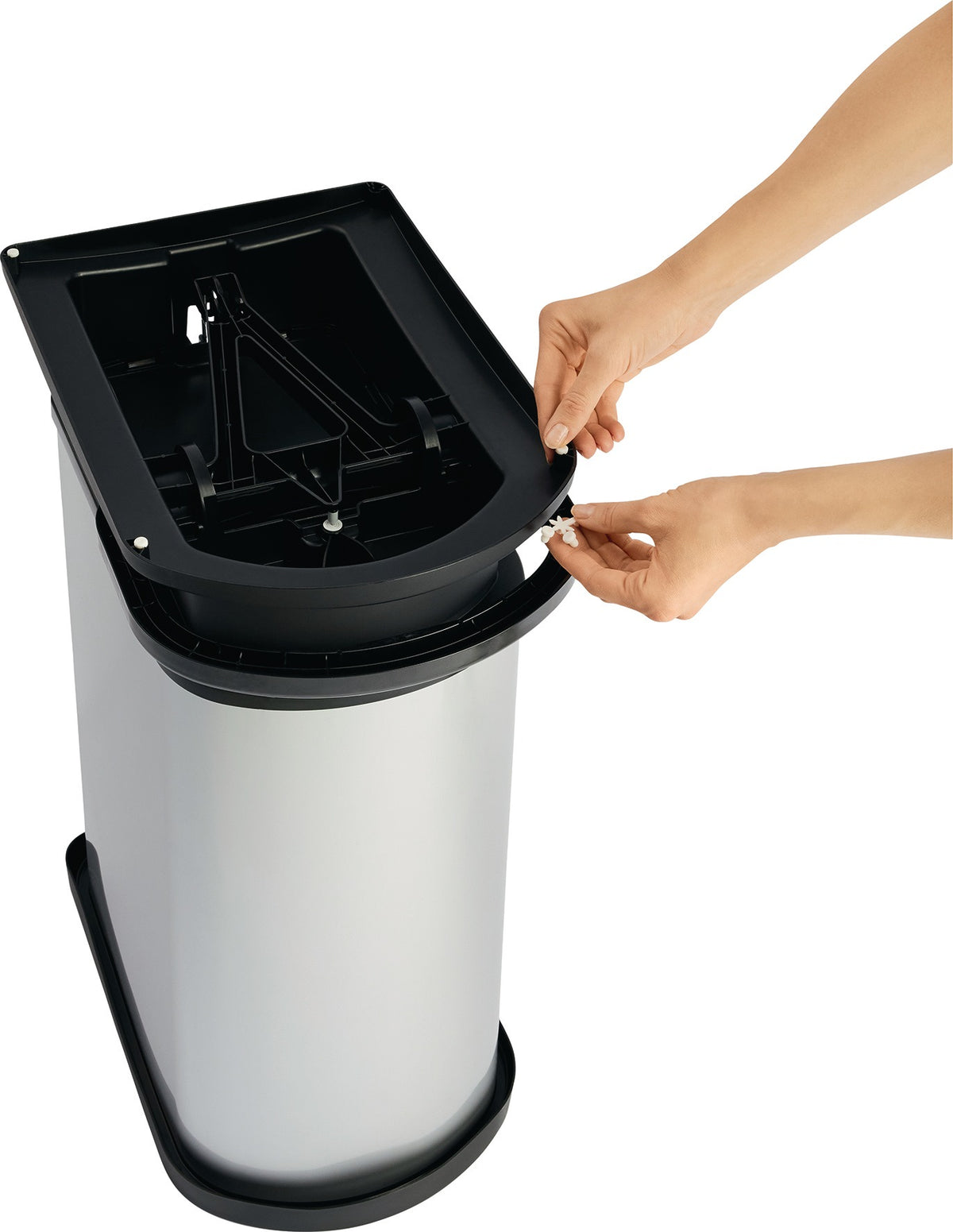 ROTHO Tretabfallsammler PASO 50l TPE – Metallic-Look mit Dämpfer & Pedal