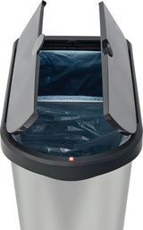 ROTHO Tretabfallsammler PASO 50l TPE – Metallic-Look mit Dämpfer & Pedal