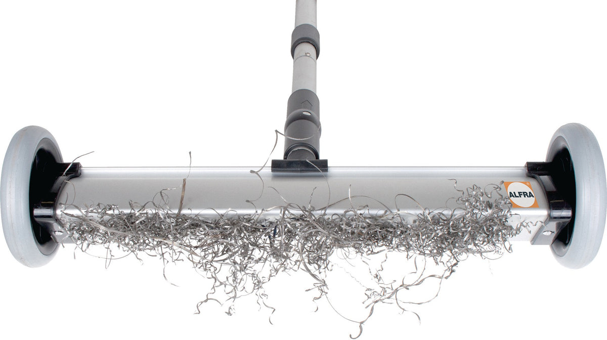 ALFRA Spänebesen Aluminium 750-1050 mm mit Teleskopstiel – Magnetisch, 400 mm Kehrbreite