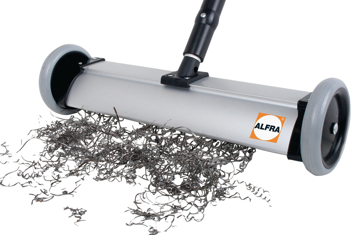 ALFRA Spänebesen Aluminium 750-1050 mm mit Teleskopstiel – Magnetisch, 400 mm Kehrbreite