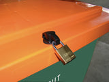 CRAEMER Streugutbehälter 210 l HD-PE grün/orange – frostbeständig, mit Deckel und Rückfallsicherung