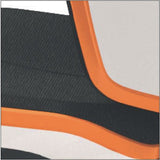 Arbeitsdrehstuhl Neon von BIMOS mit Synchrontechnik und Rollen – orange Polsterelement