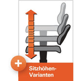 TECWERK Arbeitsdrehstuhl Bodengleiter + Fußring Integralschaum schwarz 580-850 mm