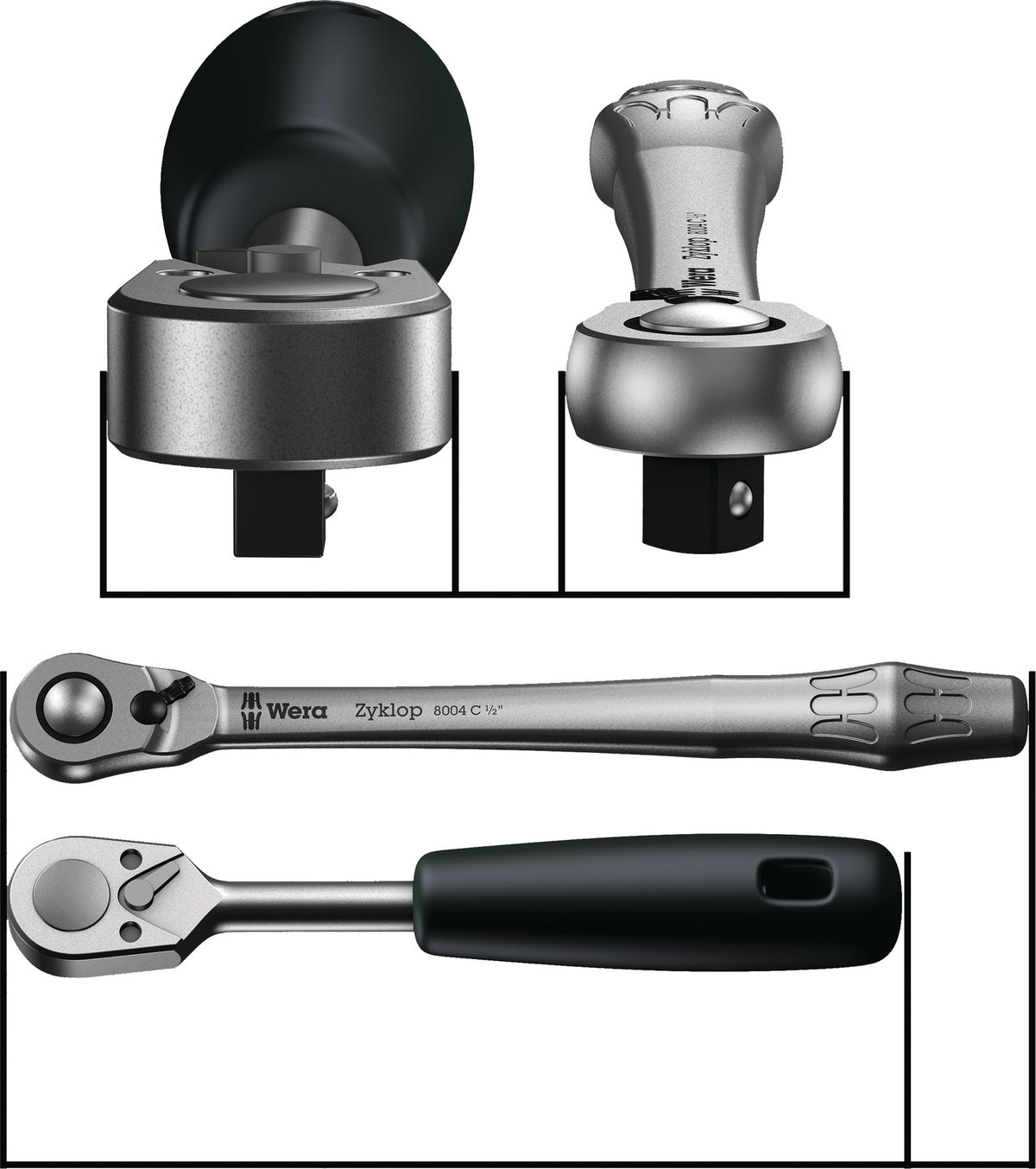 WERA Steckschlüsselsatz Zyklop Metal 29-tlg. 3/8 Zoll SW 8-19 mm mit 76-Zahn-Knarre