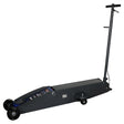 "
A modern, spacious workshop storage system featuring a long, black workbench with a wooden top, equipped with multiple drawers, cabinets, and perforated back panels for tool organization. The unit includes sliding doors and wheels for mobility."