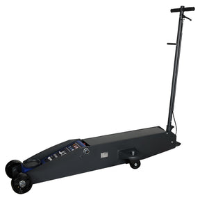 "
A modern, spacious workshop storage system featuring a long, black workbench with a wooden top, equipped with multiple drawers, cabinets, and perforated back panels for tool organization. The unit includes sliding doors and wheels for mobility."