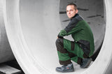 FHB Arbeitshose FLORIAN Gr.46 grün/schwarz – Ergonomische Twill-Berufshose mit Cordura-Kniepolstertaschen