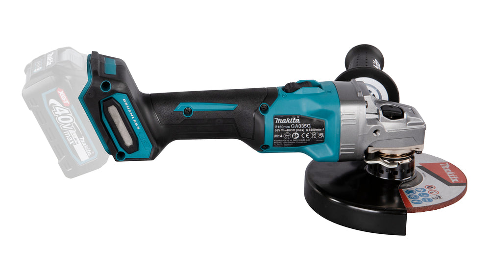Makita Akku-Winkelschleifer – 40V max., mit Schiebeschalter, AFT & XPT - GA035GZ