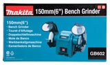 Makita Doppelschleifbock – 250 W, 150 mm Scheiben, leise & vibrationsarm - GB602
