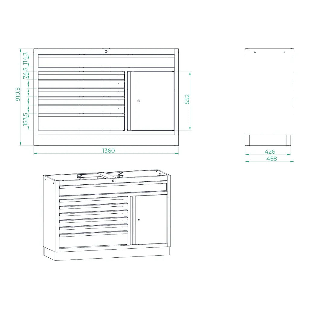 Bullram - Einzelmodul Breiter Unterschrank – GC13L7