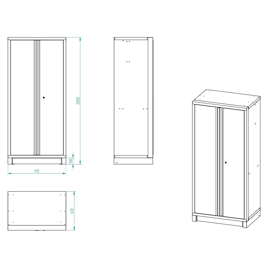 Bullram 2-türiger Standschrank STARX DEEP extra tief - GC92E2