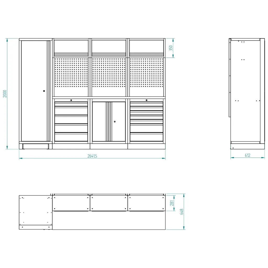 Bullram Werkstattmodul 3 STARX DEEP mit 620 mm Arbeitsplatte- GCMOD3E