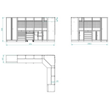 Bullram Werkstattmodul 4 STARX DEEP Ecklösung mit 620 mm Arbeitsplatten - GCMOD4E