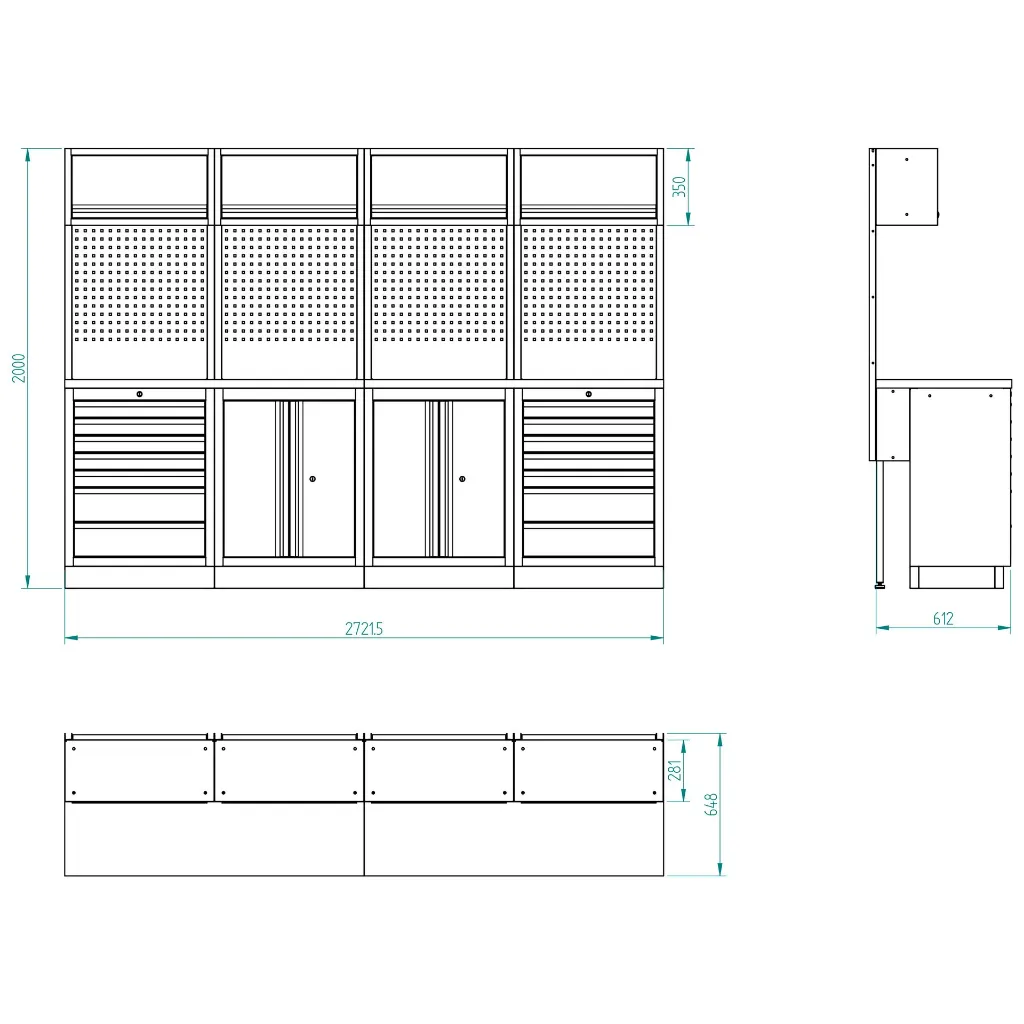 Bullram Werkstattmodul E STARX DEEP mit 620 mm Arbeitsplatten - GCMODEE
