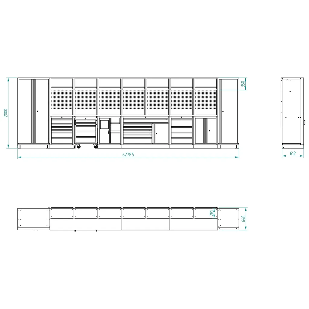 Bullram Werkstattmodul K STARX DEEP mit 620 mm Arbeitsplatten - GCMODKE