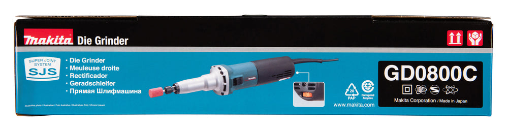 Makita Geradschleifer – 8 mm Spannhülse, 7.000–28.000 min⁻¹, SJS & Konstantelektronik - GD0800C