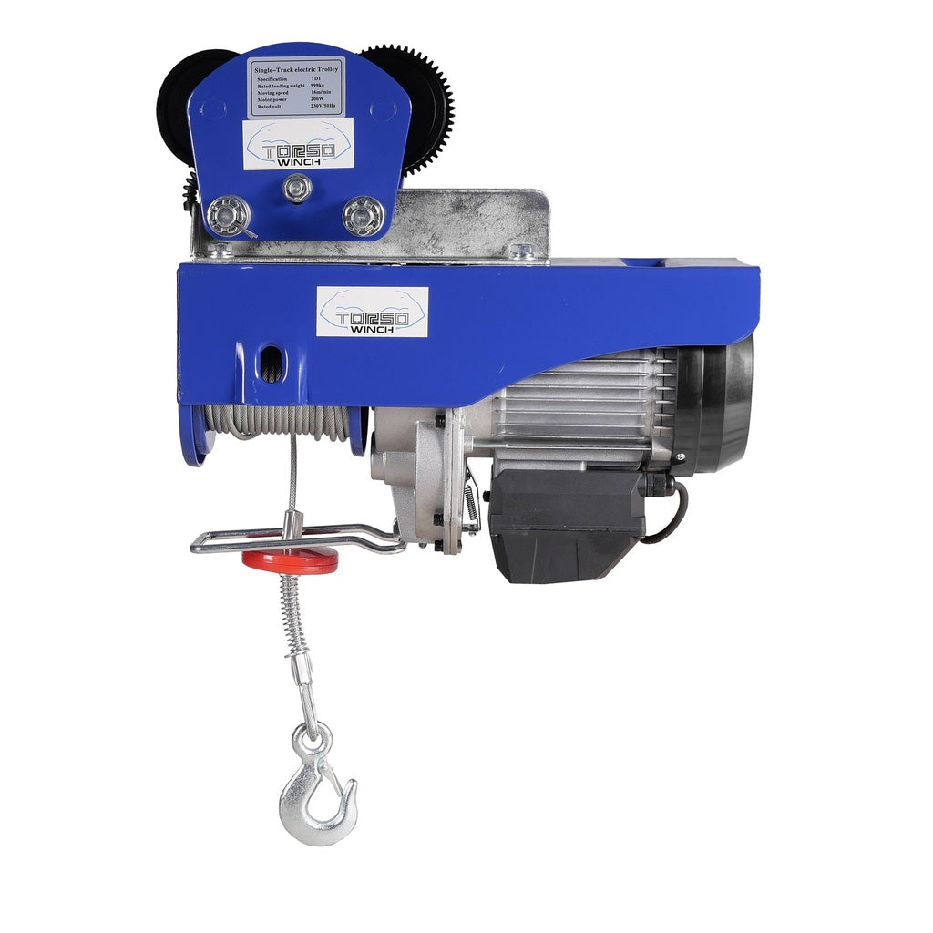 TORSO Elektrischer Seilzug mit Funkfernbedienung – Kraftvoll & Vielseitig 500 / 999 kg 230V - Elektrische Seilwinde HC0990PW