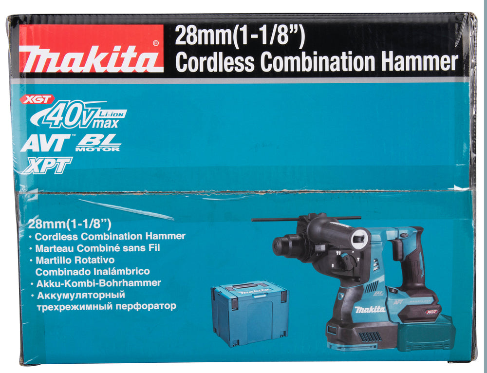Makita Akku-Kombihammer SDS-MAX – 40V max., inkl. 2x 4,0 Ah Akkus, Ladegerät & MAKPAC - HR003GM201
