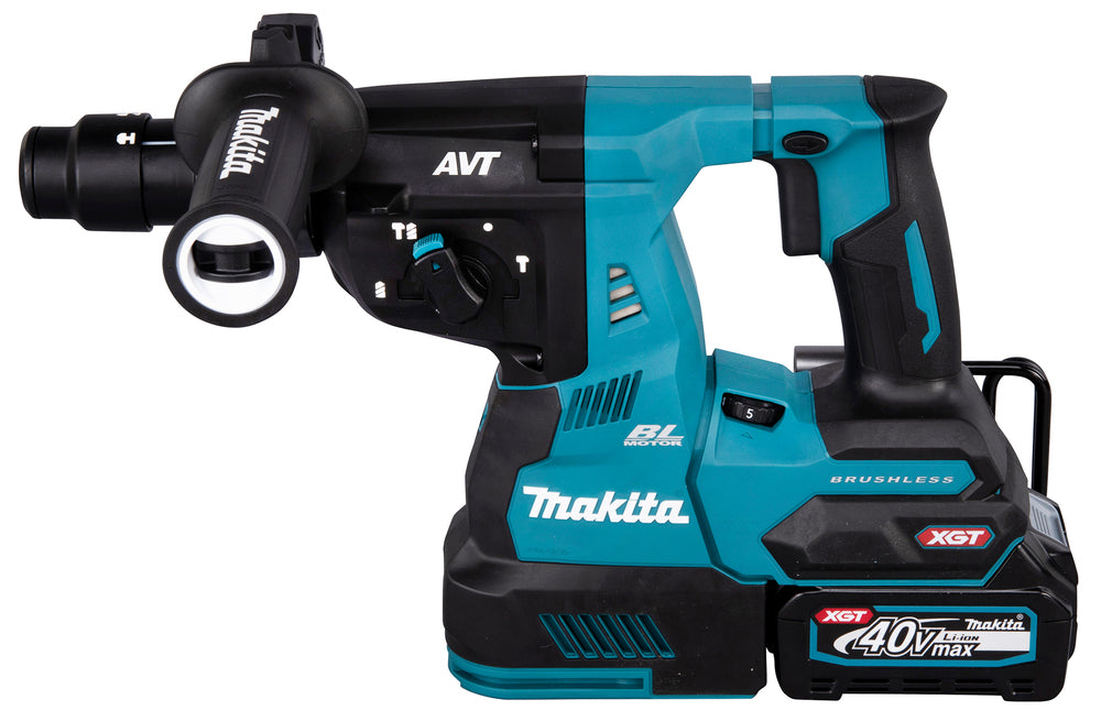 Makita Akku-Kombihammer SDS-MAX – 40V max., inkl. 2x 4,0 Ah Akkus, Ladegerät, MAKPAC & Staubabsaugung DX14 - HR004GM202