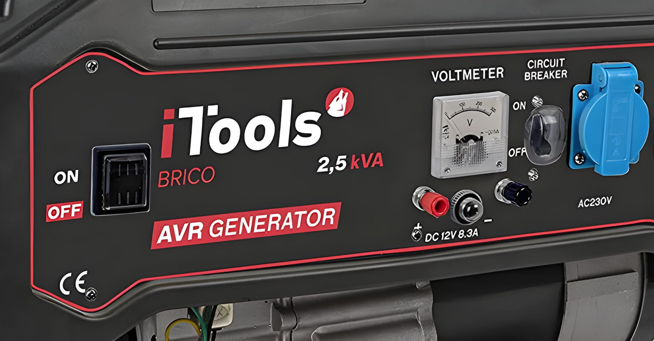 ITOOLS by VITO Stromerzeuger, 2.5kVA, 6.5PS 4-Takt Benzin Generator, 2500 W max, 16A - ITG25B