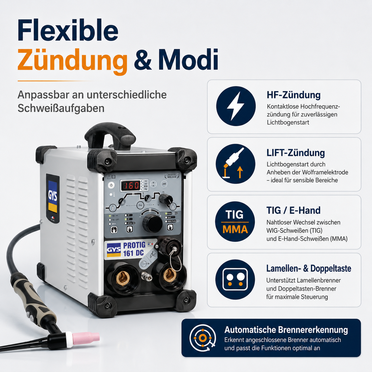 GYS PROTIG 161 DC TIG-Schweißanlage 10-160 A gasgekühlt mit Zubehör