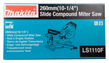 Makita Kapp- und Gehrungssäge – 260 mm Blatt, 91 x 305 mm Schnittleistung, LED & Motorbremse - LS1110F