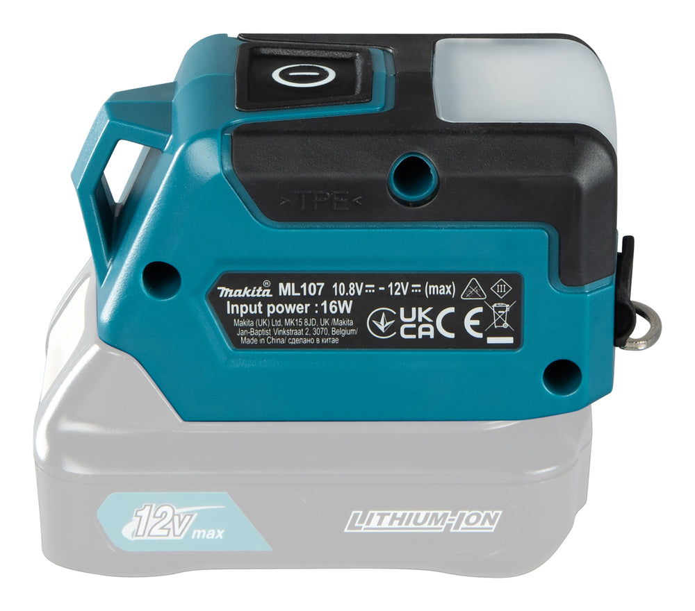 Makita LED-Akku-Taschenlampe – 3 Leuchtmodi, Hand- & Werkstattlampe, USB-Port (CXT 12V max.) - ML107