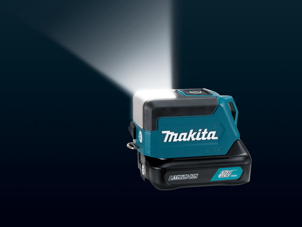 Makita LED-Akku-Taschenlampe – 3 Leuchtmodi, Hand- & Werkstattlampe, USB-Port (CXT 12V max.) - ML107