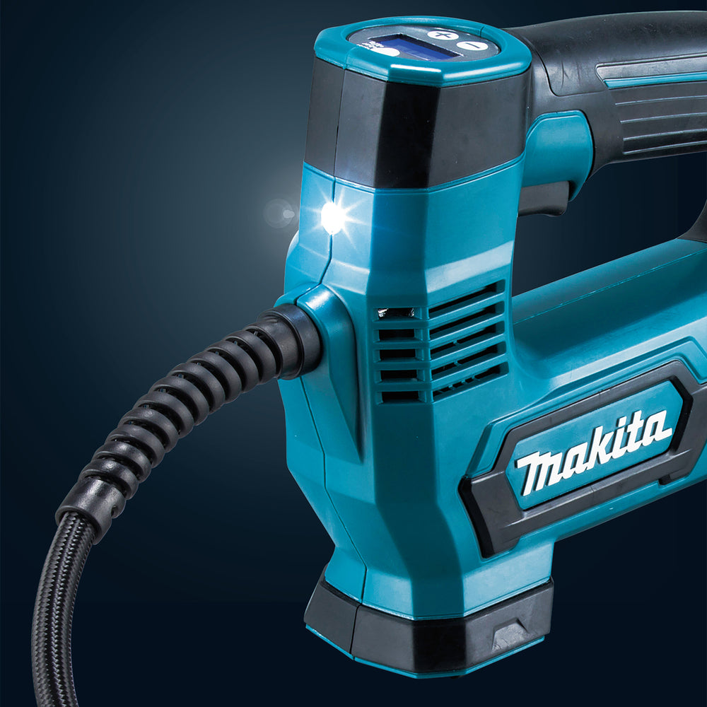Makita Akku-Kompressor 12V – bis 8,3 bar, Digitaldisplay, LED-Licht, Auto-Stopp - MP100DZ