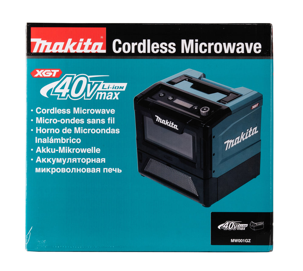 Makita Akku-Mikrowelle MW001G – 40Vmax, mobil, mit USB-Anschluss & LED-Display - MW001GZ