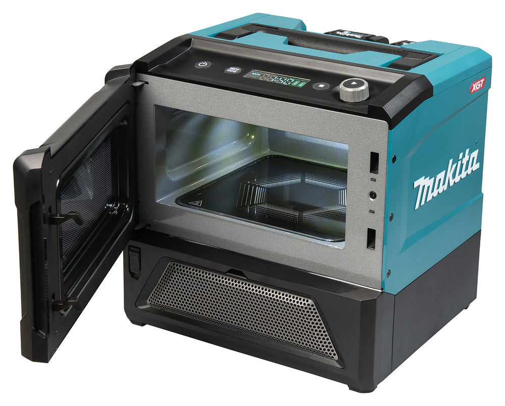 Makita Akku-Mikrowelle MW001G – 40Vmax, mobil, mit USB-Anschluss & LED-Display - MW001GZ
