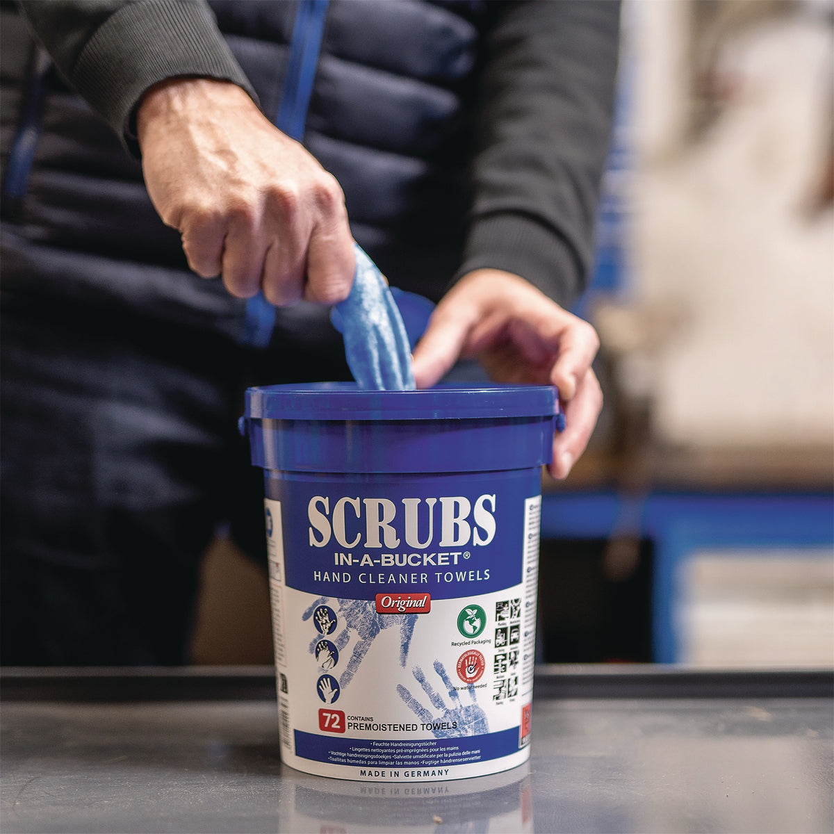 SCRUBS Handreinigungstuch 72 St. Eimer – ohne Wasser, für starke Verschmutzungen