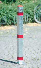 URBANUS Sperrpfosten STA silber kippbar zum Aufdübeln mit Profilzylinder