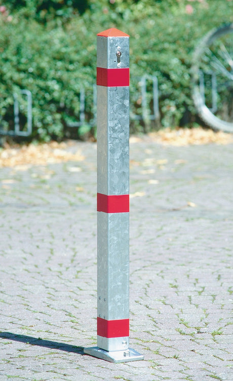 URBANUS Sperrpfosten STA silber kippbar zum Aufdübeln mit Profilzylinder