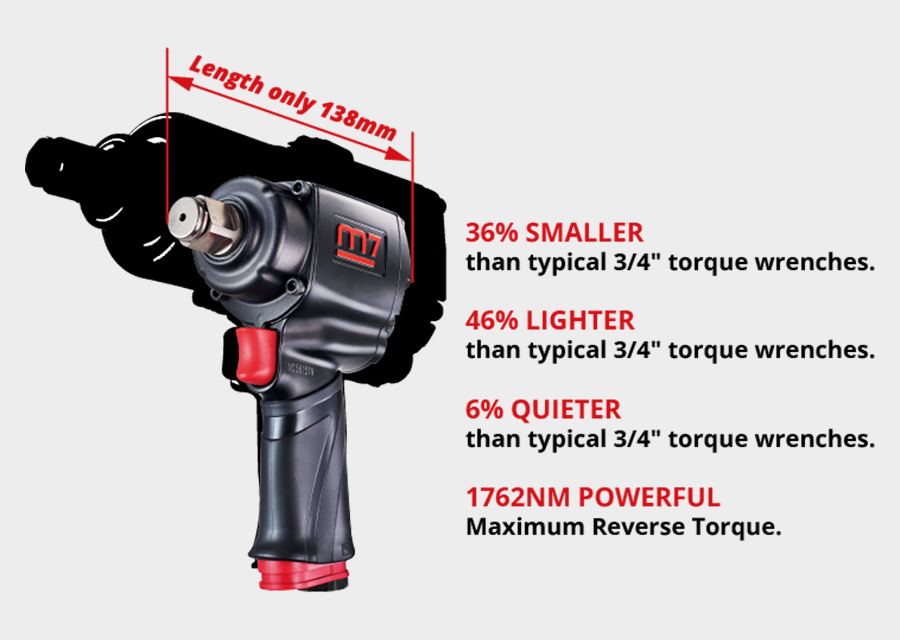 M7 Power-Werkzeuge - 3/4" Druckluft-Schlagschrauber 1762Nm  Jumbo hammer NC6610Q