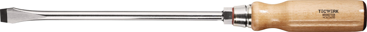 TECWERK Schlitzschraubendreher 3,5 mm Rundklinge mit Sechskantansatz und Holzgriff