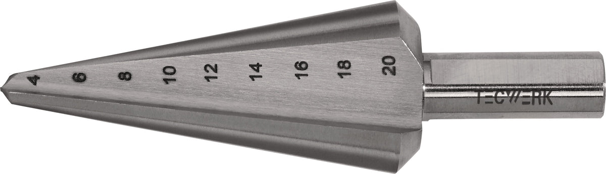 TECWERK Blechschälbohrer 3-14 mm HSS-Co, 2 Schneiden, Senkwinkel 20°