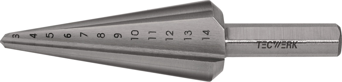 TECWERK Blechschälbohrer 3-14 mm HSS-Co, 2 Schneiden, Senkwinkel 20°