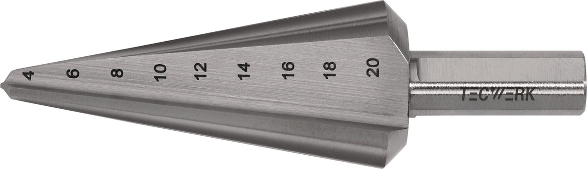 TECWERK Blechschälbohrer 3-14 mm HSS-Co, 2 Schneiden, Senkwinkel 20°