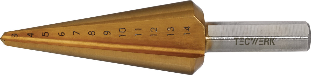 TECWERK Blechschälbohrer 3-14 mm HSS-Co, 2 Schneiden, Senkwinkel 20°