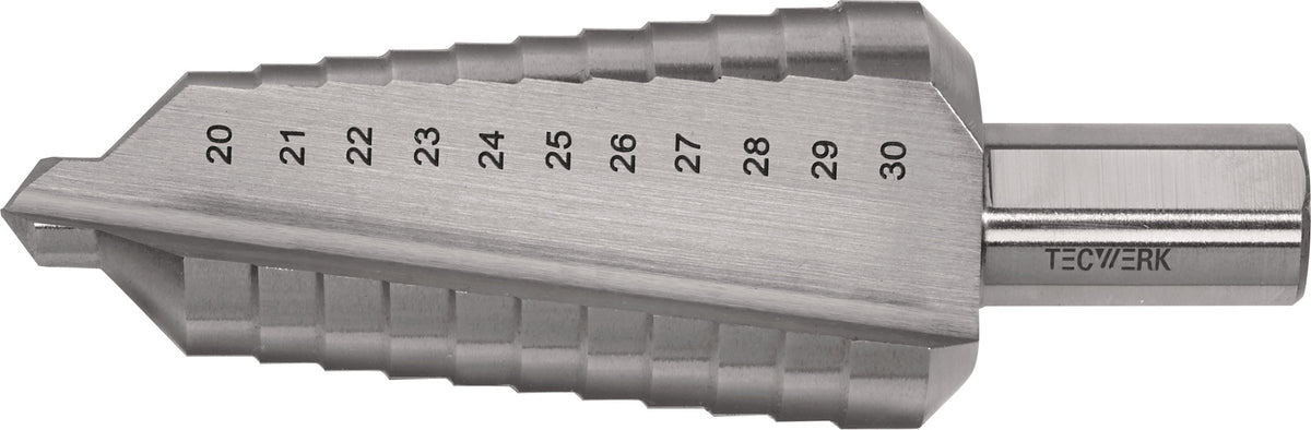 TECWERK Stufenbohrer 12-20 mm HSS geradegenutet 9 Stufen 2 Schneiden