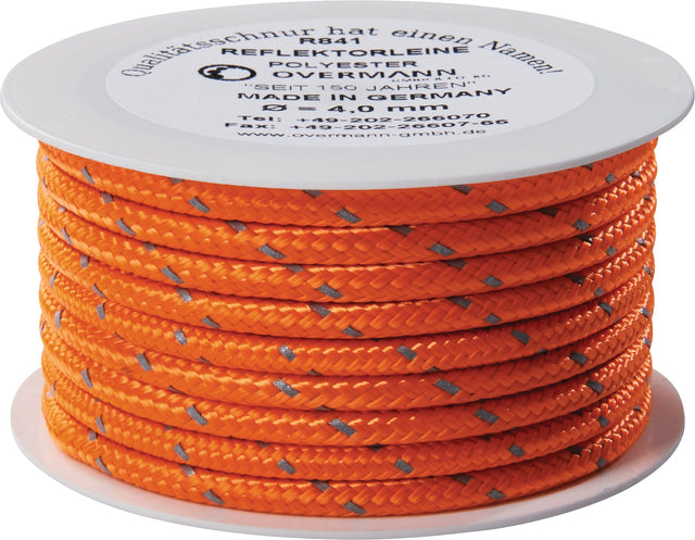 Reflektorschnur Safety Reflector 50 m x 2 mm Polyester orange OVERMANN – UV-beständig & reißfest