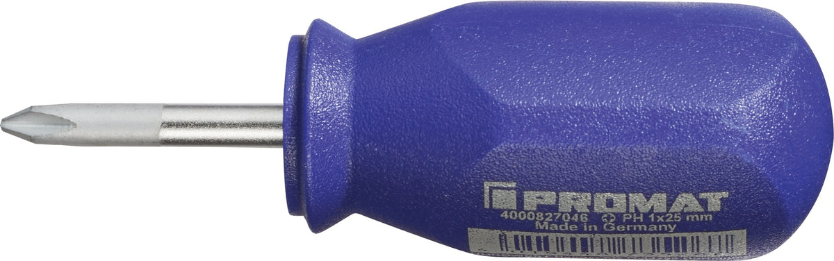 PROMAT Schraubendreher PH 1 mit 1K-Griff und Rundklinge, 25 mm Klingenlänge