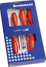 PROMAT Schraubendrehersatz 7-teilig VDE Schlitz/PH mit 3-Komponentengriff