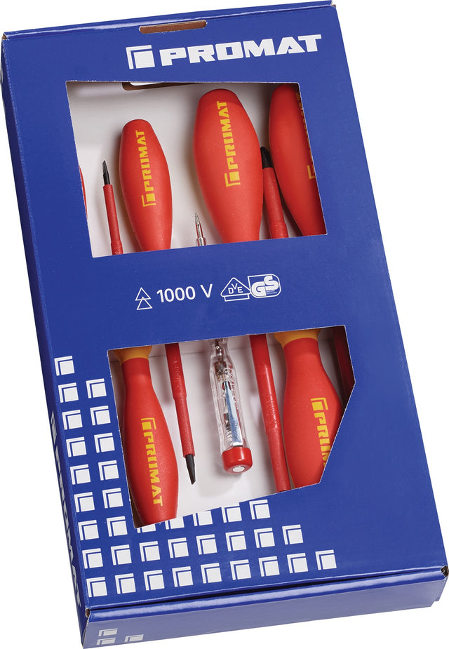 PROMAT Schraubendrehersatz 7-teilig VDE Schlitz/PH mit 3-Komponentengriff