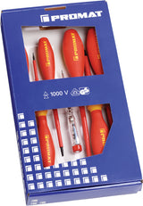 PROMAT Schraubendrehersatz 7-teilig VDE Schlitz/PH mit 3-Komponentengriff
