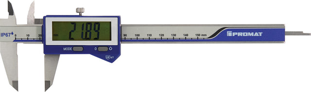 PROMAT Digitaler Messschieber DIN 862 IP67 150 mm mit Feststellschraube – staub- und wassergeschützt