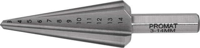 PROMAT Blechschälbohrer 3-14 mm HSS-Co mit 2 Schneiden und 20° Senkwinkel